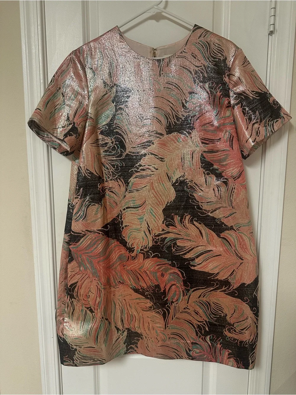 Kate Spade Regal Plumes Metallic Shift Dress. Retails for $428